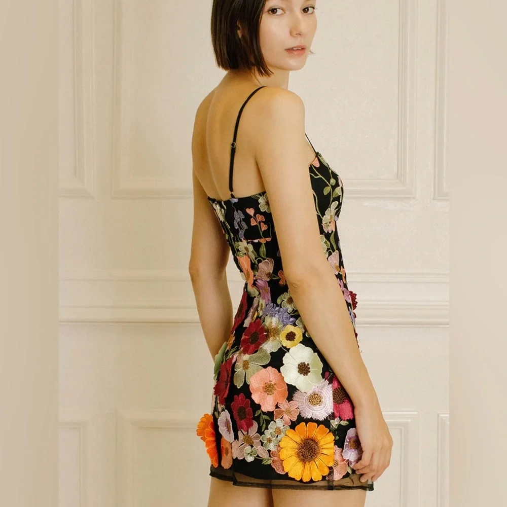 Allie 3D Floral-Embroidered Mini Dress - Picture 2 of 5